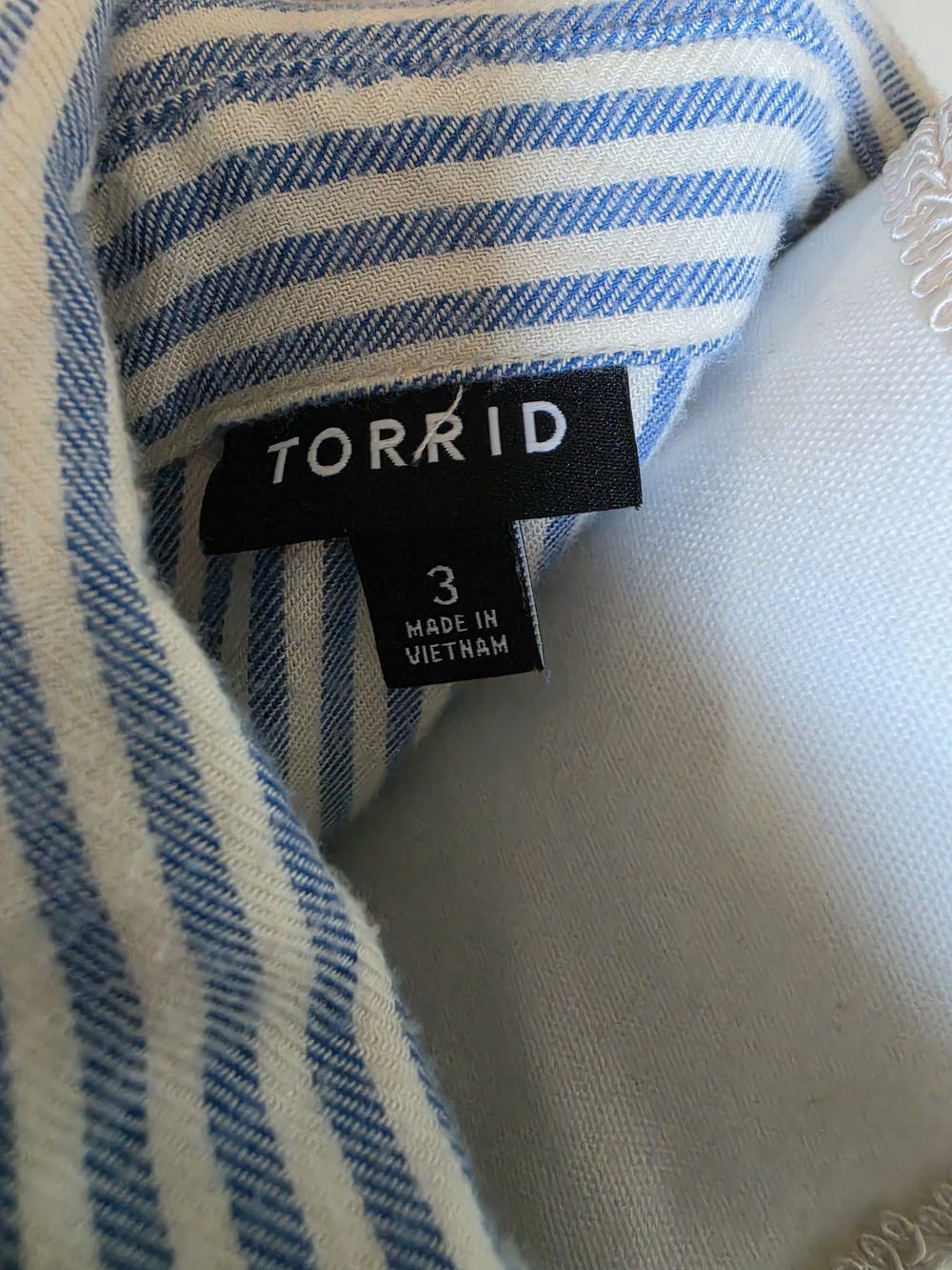 Torrid Striped Ruffle-Trim Button-Up Blouse - Picture 4 of 4